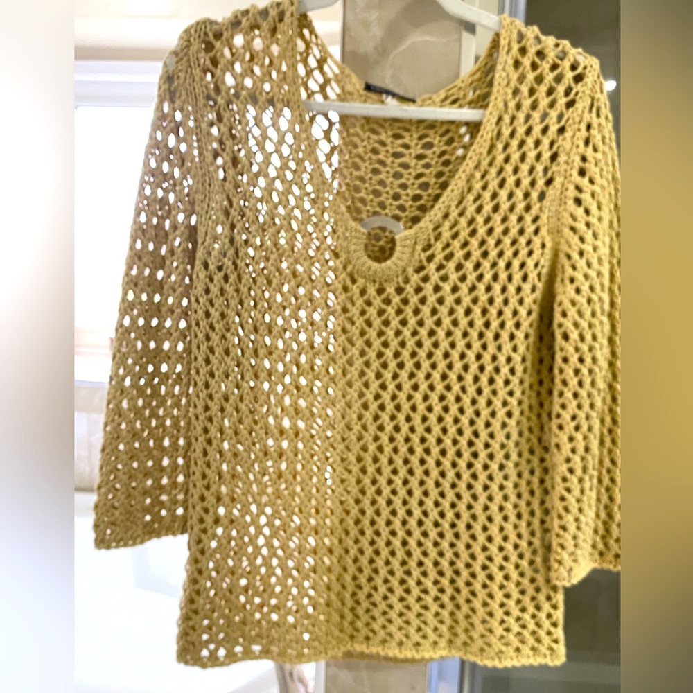Luisa cerano crochet top in light tan